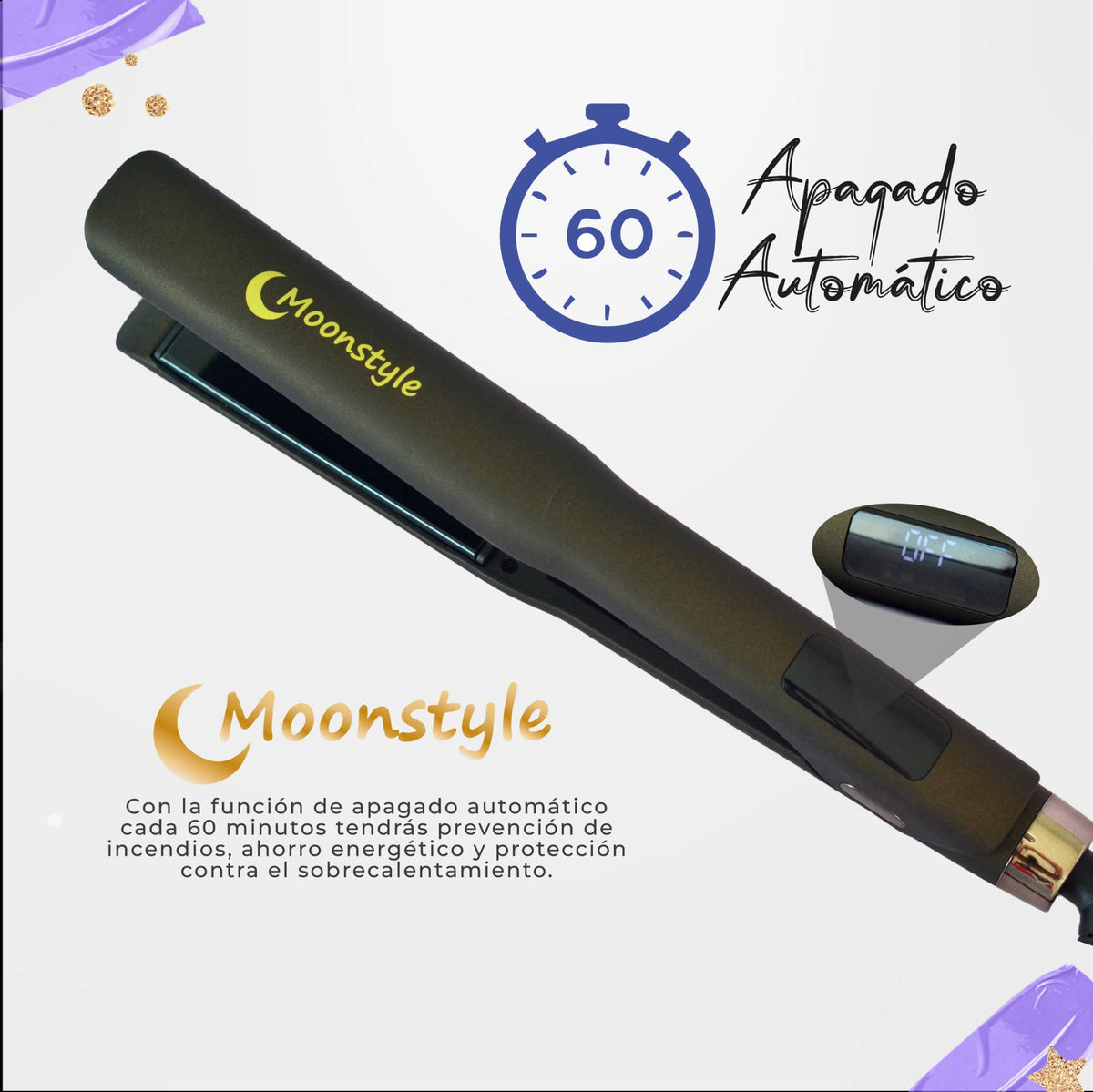 Plancha Moonstyle Nano Titanium 1.25 Lcd 110/240v Alaciados